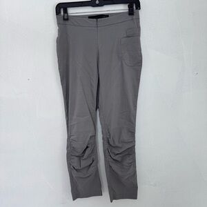 Porto Elastic Waist Front Zip Gathered Knee Pants Grey size 1 Small